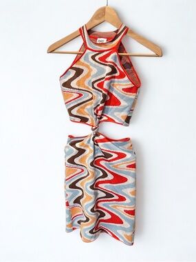 Princess Polly Multicolor Knot-Front Halter Midi Dress